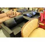 Black leather 2 & 3 seater sofa's