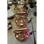 3 copper kettles