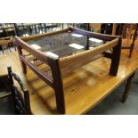 G-Plan teak coffee table with glass top