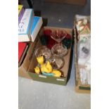 Box incluyding Cranberry tumblers, brandy & sherry glasses