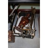 Dutch Boy fireside companion set and antique fire irons etc