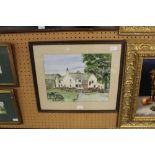 Watercolour "Helm Cottage" by C Savage, framed and glazed