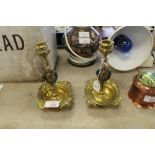 Pair German style brass candlesticks