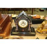 Large black & red marble mantle clock Brocot movement