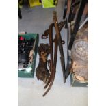 Pair of Haynes, measuring chains and spade