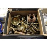 Box of brass and copperwares