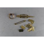 9ct gold, tie clip, ring, 2 sets cufflinks - approx 21g