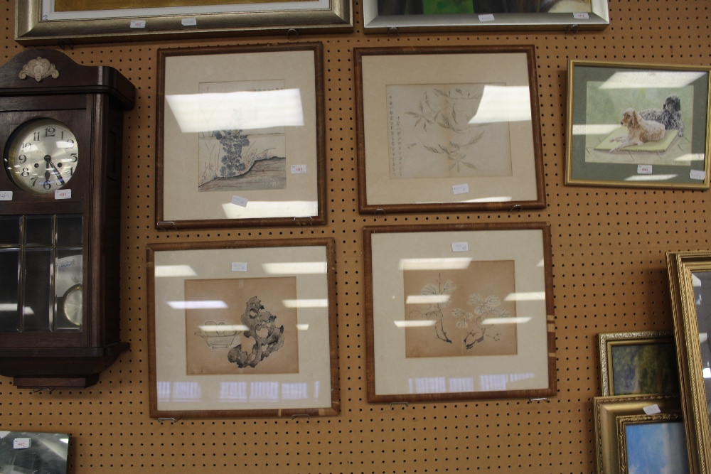 Four 18th/19th Century Chinese watercolours, framed, German framers and Christies labels verso