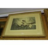 William Russell Flint - signed colour print - New model inspecting drawings of her predecessor