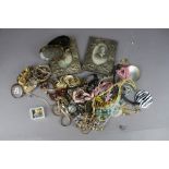 Box costume jewellery, photo frames etc