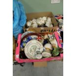 2 boxes of miscellaneous china including teawares
