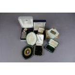 Silver cased scent bottle & atomiser, miniature portrait, 6 jewellery boxes