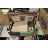 Box of postcards, stamps etc