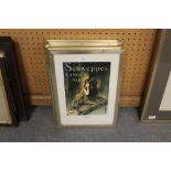 5 framed Schwepps advertising prints