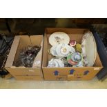 2 boxes Beswick commemorative ware, glass etc