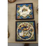 Two Creil Montereau decorated tiles (one af)