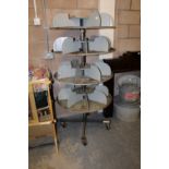 Circular metal revolving shelving unit