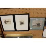 2 London scene engravings & Bowes Castle print