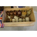 Old glazed stoneware bottles and jars - 18 items