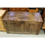 Late 18thC oak panelled blanket box