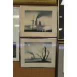 Two limited edition coloured etchings, metal frames
