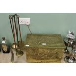 Brass slipper box & copper utensils