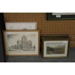 3 engravings of Durham, Worcester & Wells Cathedral