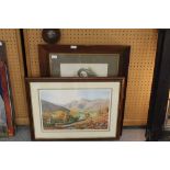 Two prints of Lake District Scenes along with a Victorian Portrait