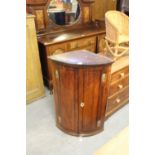 C19th oak bow fronted corner cupboard - Crossbacked