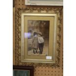 Gilt framed print 'Girl & Boy'