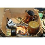 Box of copper and brass wares