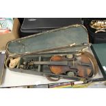 Reproduction Nicolaus Amatus violin in case (A/F)