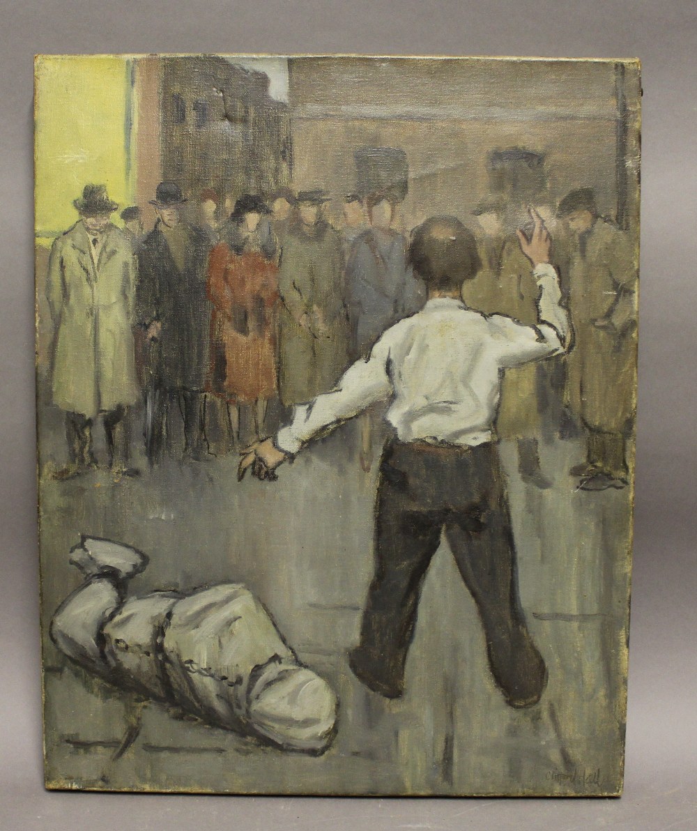 ARR Clifford Hall (1904-1973) - Oil painting - 'He Will Escape!', canvas 51cm x 41cm, signed, titled