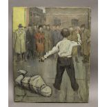 ARR Clifford Hall (1904-1973) - Oil painting - 'He Will Escape!', canvas 51cm x 41cm, signed, titled