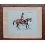 Snaffles (Charles Johnson Payne - 1884-1967) - Watercolour - 'A Bruiser', mounted huntsman, 30cm x