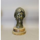 ARR Ifor Freeman (20th Century Cumbrian) - Bronze sculpture - Portrait bust of a middle aged