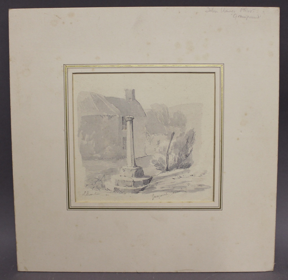 John Skinner Prout (1806-1876) - Ink wash - 'Grampound, Cornwall', 15cm x 16cm, signed, unframed