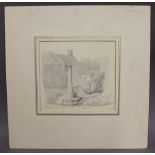 John Skinner Prout (1806-1876) - Ink wash - 'Grampound, Cornwall', 15cm x 16cm, signed, unframed