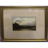 Reginald Aspinwall (1858-1921) - Gouache - River landscape, 16.5cm x 24cm, signed, framed