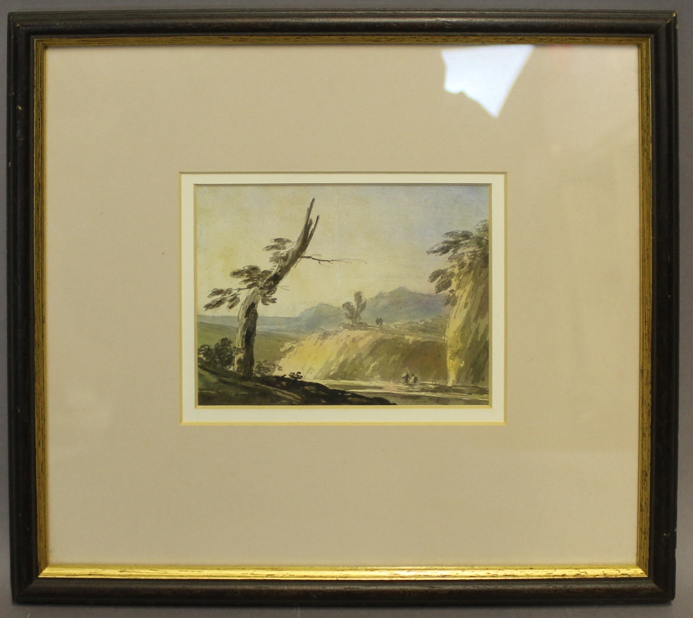 Attrib. William Tavener (1703-1772) - Watercolour - Landscape with damaged tree, 10cm x 12.5cm, in