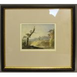 Attrib. William Tavener (1703-1772) - Watercolour - Landscape with damaged tree, 10cm x 12.5cm, in