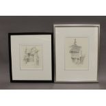 ARR Tim Gustard (b. 1954) - Two pencil drawings - 'Ann Tysons Cottage, Hawkshead' and 'Hawkshead