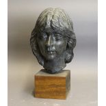 ARR Ifor Freeman (20th Century Cumbrian) - Grey ceramic sculpture - Portrait bust of a middle aged