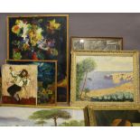 A collection of nine oil, watercolour and other works by Jewish artists, including a Mediterranean