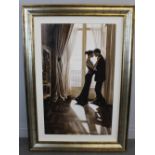 Rob Hefferan (b. 1968) - Oil painting - 'Romantic Liaison', 61cm x 96.5cm, signed, in gilt frame