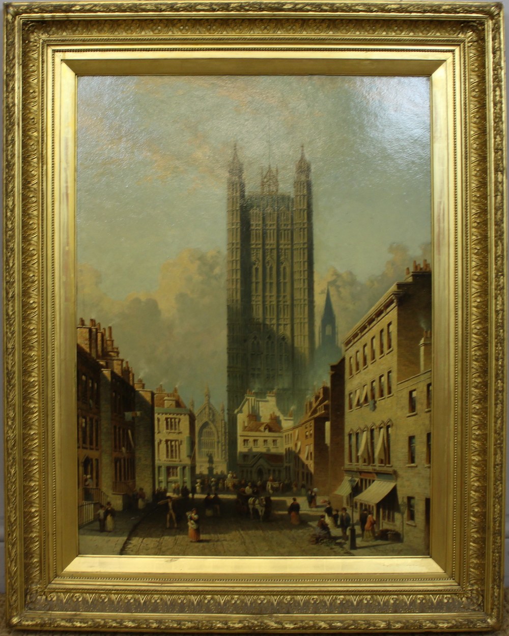 John Burbidge (fl. 1855-1894) - Oil painting - 'Victoria Tower, Westminster from Old Millbank