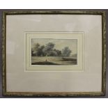 Attrib. Joseph Powell (1780-1834) - Watercolour - Landscape scene with single figure sitting to