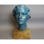 ARR Ifor Freeman (20th Century Cumbrian) - Green patinated plaster sculpture - Portrait bust of a