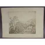Bertram Osbaldeston Mitford (1777-1842) - Ink sketch - Country scene with two farmers onlooking,