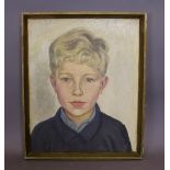 20th Century English School - Oil painting - Shoulder length portrait of a blond boy, canvas 41cm
